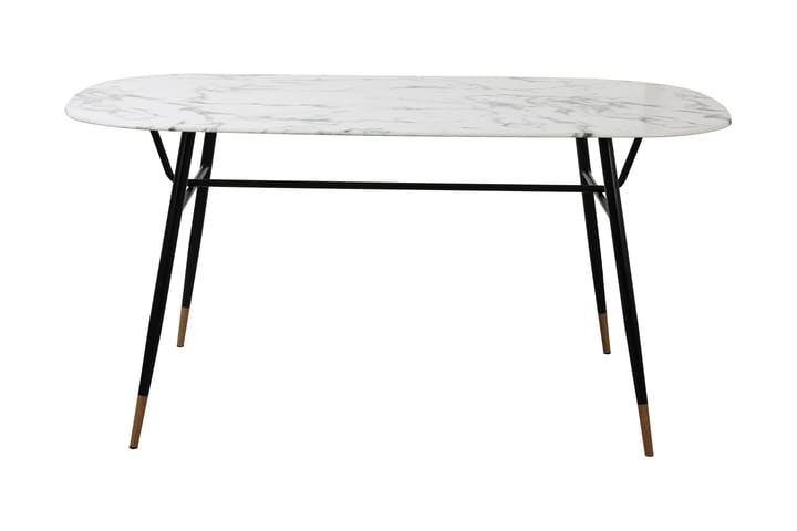 Ruokapöytä Alsfeld 160 cm - Marmori/Valkoinen/Musta - Huonekalut - Pöytä & ruokailuryhmä - Ruokapöydät & keittiön pöydät