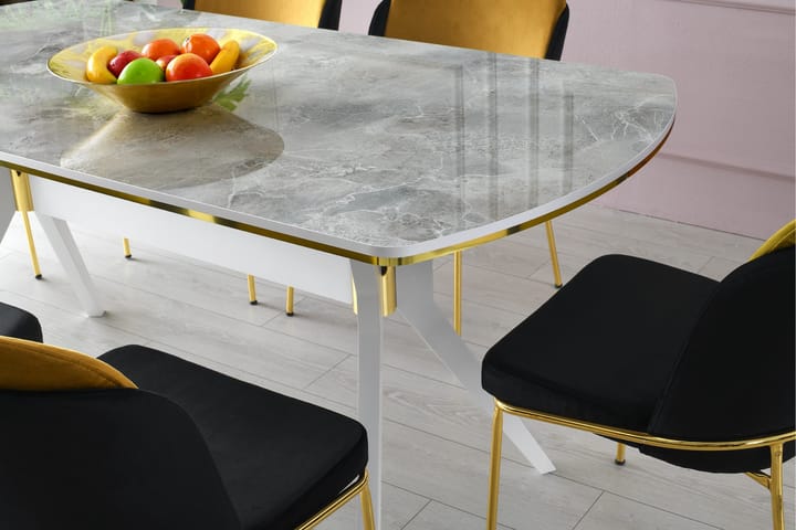 Ruokapöytä Bidegol 180 cm - Vaaleanharmaa/Kulta - Huonekalut - Pöydät & ruokailuryhmät - Ruokapöydät & keittiön pöydät
