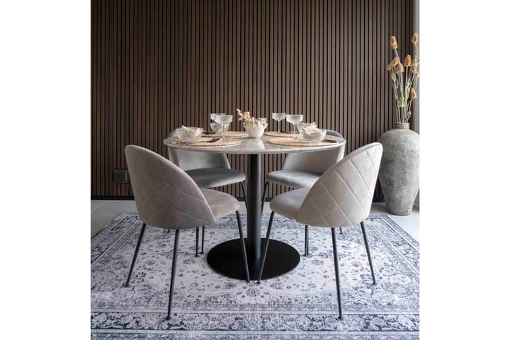 Ruokapöytä Emington 110 cm Pyöreä - Valkoinen / musta - Huonekalut - Pöytä & ruokailuryhmä - Ruokapöydät & keittiön pöydät