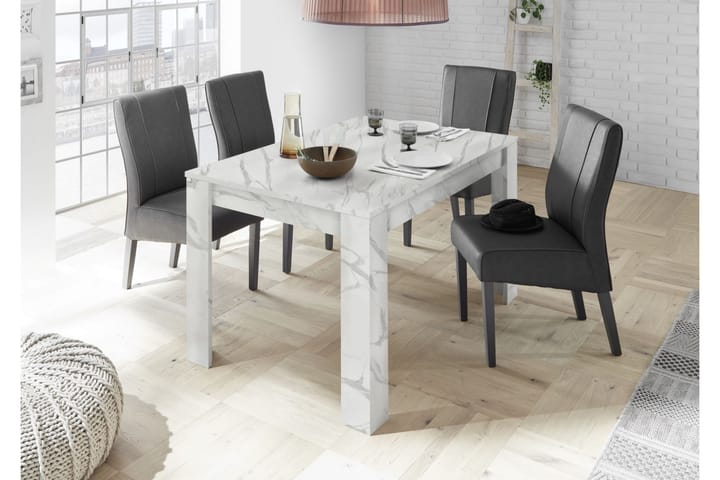 Ruokapöytä Jatkettava Ghiaccio 137 cm - Valkoinen Marmorilook - Huonekalut - Pöydät & ruokailuryhmät - Ruokapöydät & keittiön pöydät