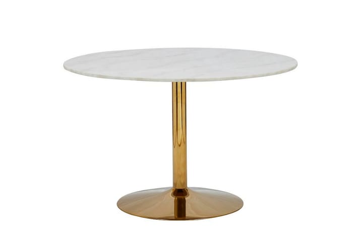 Ruokapöytä Justine 100 cm Pyöreä Marmori - Valkoinen/Messinki - Huonekalut - Pöydät & ruokailuryhmät - Apupöytä & sivupöytä - Yöpöytä