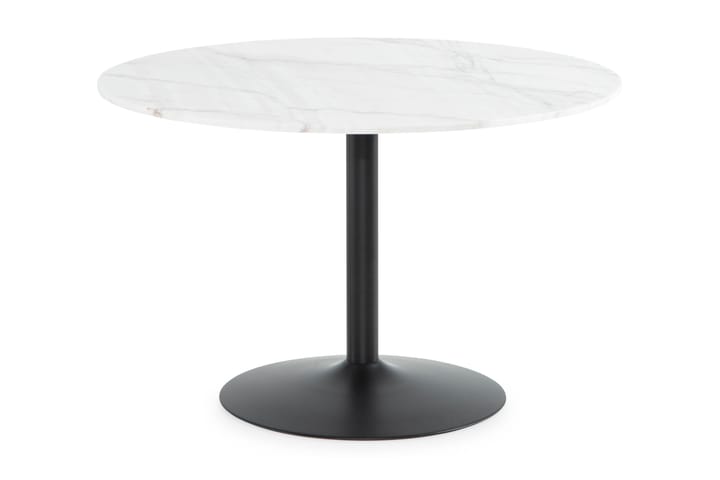 Ruokapöytä Justine 120 cm Pyöreä Marmori - Valkoinen/Musta - Puutarhakalusteet - Terassipöydät - Ruokapöytä terassille