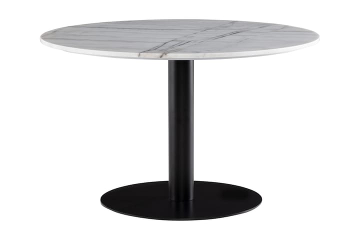 Ruokapöytä Justine 120 cm Pyöreä Marmori - Valkoinen/Musta - Huonekalut - Pöydät & ruokailuryhmät - Marmoripöydät