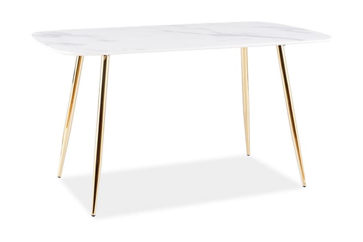Ruokapöytä Kore 140 cm Marmorijäljitelmä - Lasi/Valkoinen/Kulta - Huonekalut - Pöydät - Ruokapöydät & keittiön pöydät