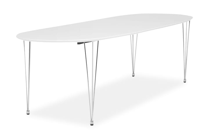 Ruokapöytä Lennox 180 cm 2 jatkolevyllä Ovaali - Valkoinen - Huonekalut - Pöytä & ruokailuryhmä - Ruokapöydät & keittiön pöydät