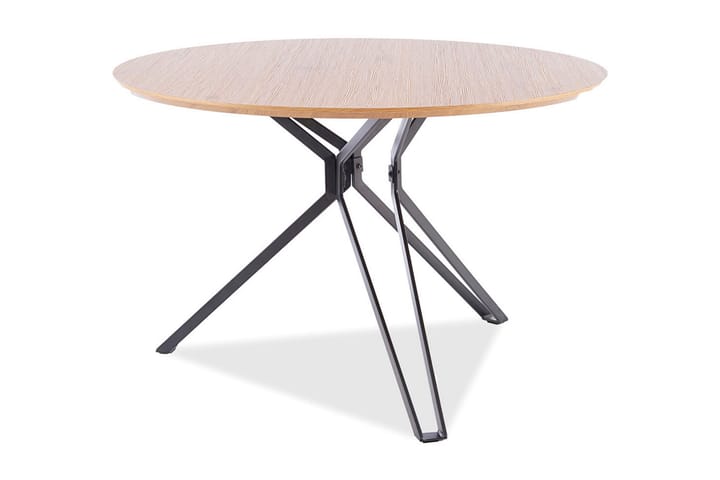 Ruokapöytä Lincroft 120 cm Pyöreä - Tammi/Mattamusta - Huonekalut - Pöytä & ruokailuryhmä - Ruokapöydät & keittiön pöydät