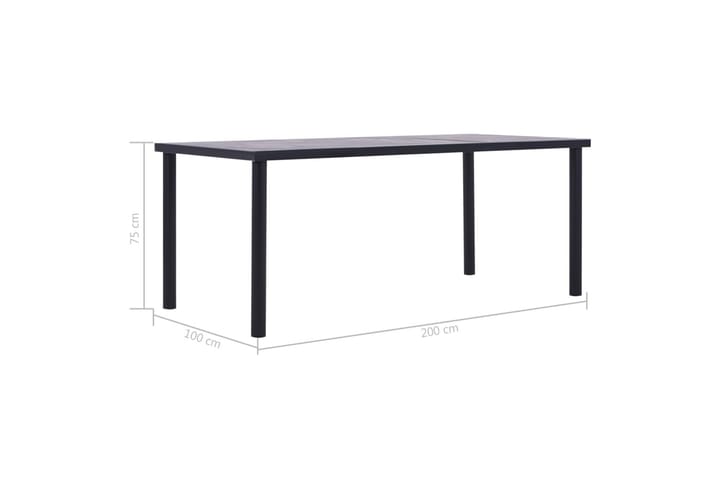 Ruokapöytä musta ja betoninharmaa 200x100x75 cm MDF - Musta - Huonekalut - Pöytä & ruokailuryhmä - Ruokapöydät & keittiön pöydät