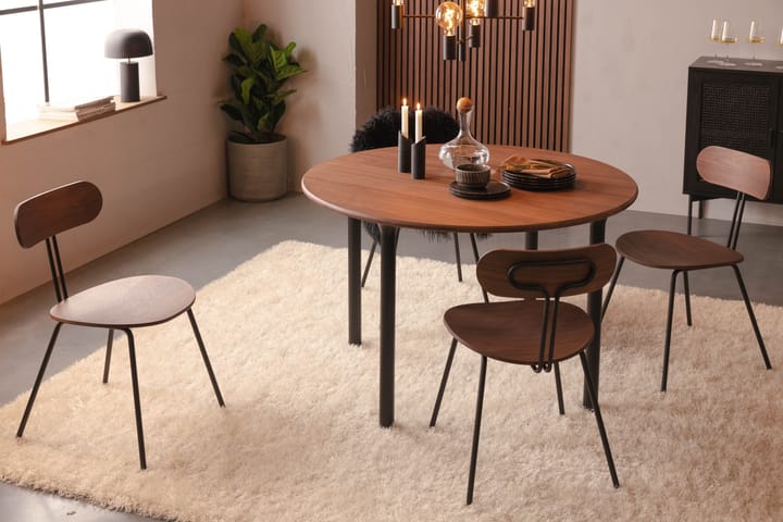 Ruokapöytä Neandir 120 cm Pyöreä - Pähkinä/Musta - Huonekalut - Pöytä & ruokailuryhmä - Ruokapöydät & keittiön pöydät