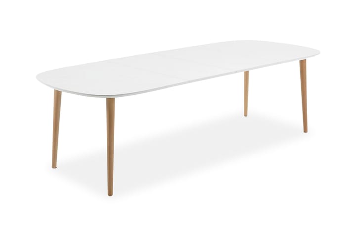 Ruokapöytä Oakland Jatkettava 160 cm Ovaali - Valkoinen - Huonekalut - Pöytä & ruokailuryhmä - Ruokapöydät & keittiön pöydät