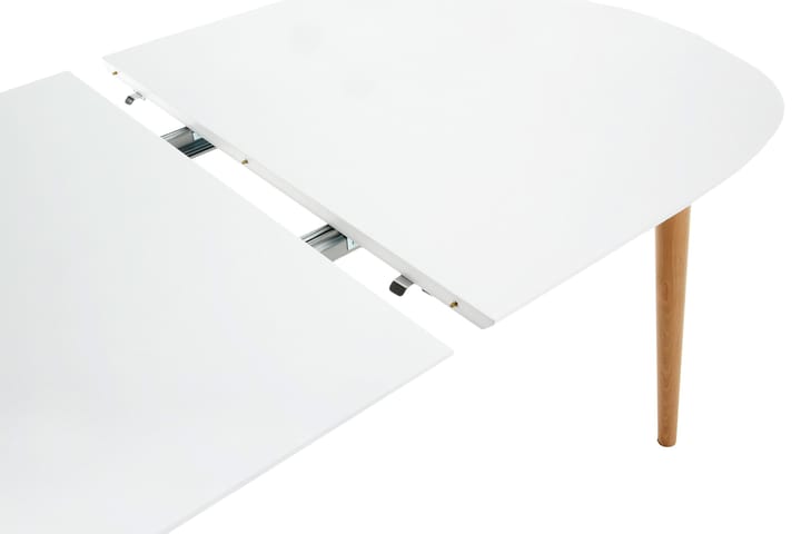 Ruokapöytä Oakland Jatkettava 160 cm Ovaali - Valkoinen - Huonekalut - Pöytä & ruokailuryhmä - Ruokapöydät & keittiön pöydät
