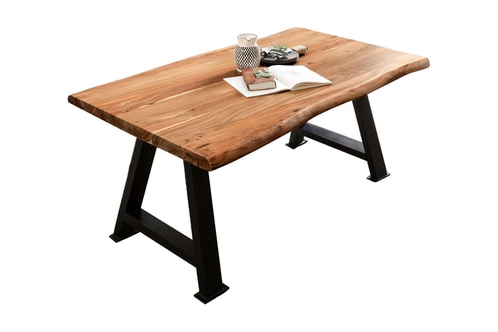 Ruokapöytä Raital 160x85 cm - Akaasia/Musta - Huonekalut - Pöytä & ruokailuryhmä - Ruokapöydät & keittiön pöydät
