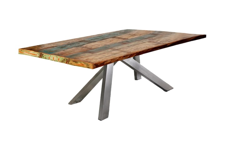 Ruokapöytä Raital 160x85 cm - Kierrätetty puu/Moniväri/Hopea - Huonekalut - Pöydät & ruokailuryhmät - Ruokapöydät & keittiön pöydät