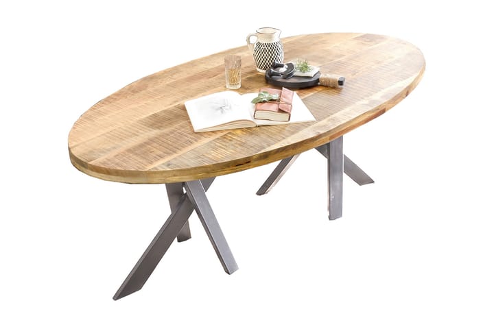 Ruokapöytä Raital 160x90 cm - Akaasia/Hopea - Huonekalut - Pöydät & ruokailuryhmät - Ruokapöydät & keittiön pöydät