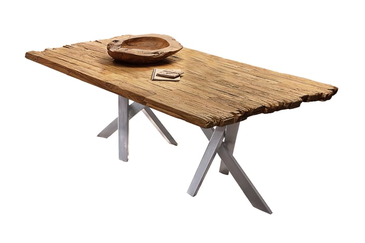 Ruokapöytä Raital 160x90 cm - Kierrätetty tiikki / hopea - Huonekalut - Pöytä & ruokailuryhmä - Ruokapöydät & keittiön pöydät