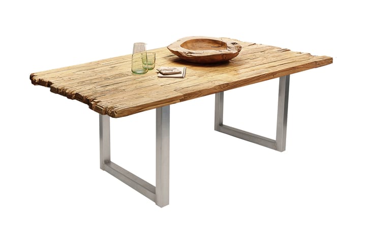 Ruokapöytä Raital 160x90 cm - Kierrätetty tiikki / hopea - Huonekalut - Pöytä & ruokailuryhmä - Ruokapöydät & keittiön pöydät