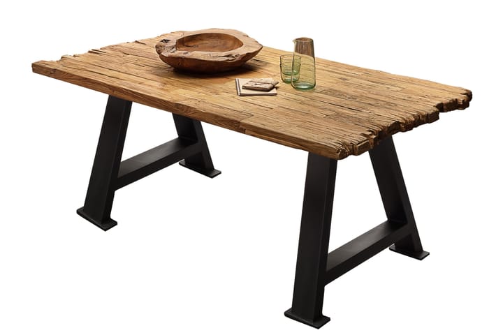 Ruokapöytä Raital 160x90 cm - Kierrätetty tiikki/Musta - Huonekalut - Pöytä & ruokailuryhmä - Ruokapöydät & keittiön pöydät