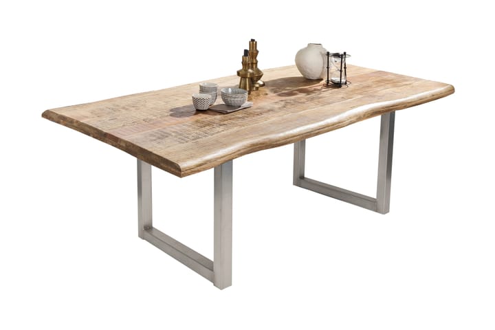 Ruokapöytä Raital 160x90 cm - Mango/Luonnonväri/Hopea - Huonekalut - Pöydät & ruokailuryhmät - Ruokapöydät & keittiön pöydät