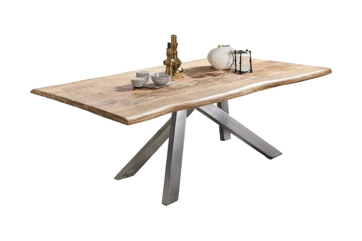 Ruokapöytä Raital 160x90 cm - Mango/Luonnonväri/Hopea - Huonekalut - Pöydät & ruokailuryhmät - Ruokapöydät & keittiön pöydät
