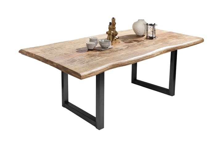 Ruokapöytä Raital 160x90 cm - Mango/Luonnonväri/Musta - Huonekalut - Pöydät & ruokailuryhmät - Ruokapöydät & keittiön pöydät