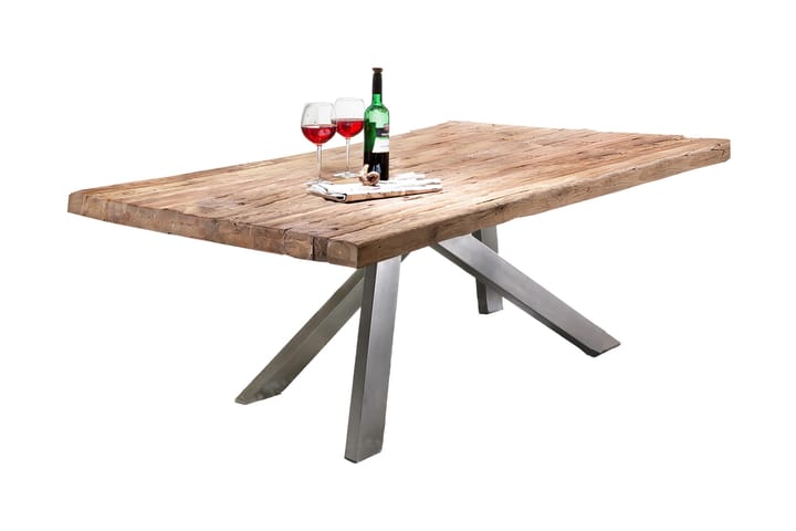 Ruokapöytä Raital 180x100 cm - Kierrätetty tiikki / hopea - Huonekalut - Pöytä & ruokailuryhmä - Ruokapöydät & keittiön pöydät