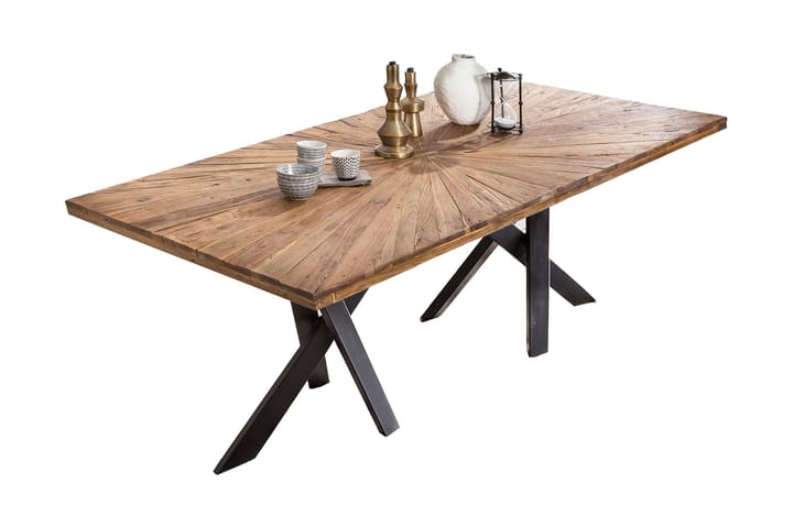 Ruokapöytä Raital 180x100 cm - Kierrätetty tiikki/Musta - Huonekalut - Pöytä & ruokailuryhmä - Ruokapöydät & keittiön pöydät