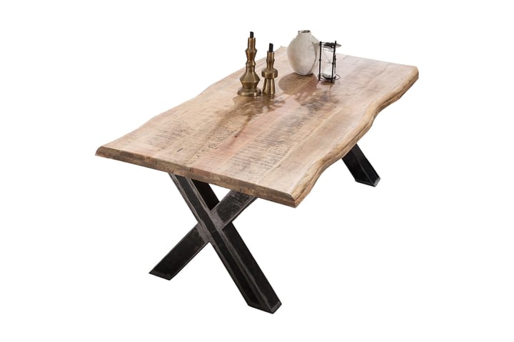 Ruokapöytä Raital 180x90 cm - Mango/Luonnonväri/Hopea - Huonekalut - Pöydät & ruokailuryhmät - Ruokapöydät & keittiön pöydät