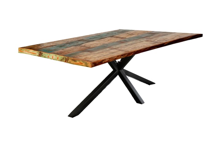 Ruokapöytä Raital 200x100 cm - Kierrätetty puu/Moniväri/Musta - Huonekalut - Pöytä & ruokailuryhmä - Ruokapöydät & keittiön pöydät