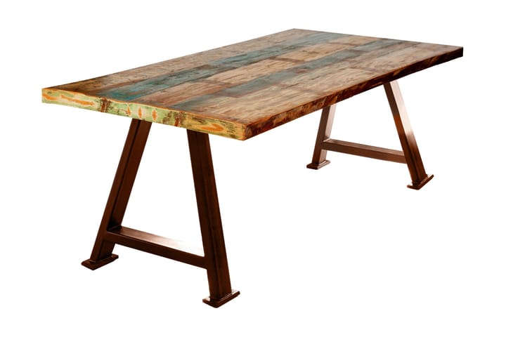 Ruokapöytä Raital 200x100 cm - Kierrätetty puu/Monivär/Ruskea - Huonekalut - Pöytä & ruokailuryhmä - Ruokapöydät & keittiön pöydät
