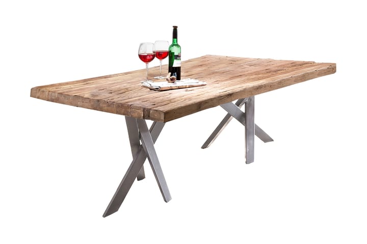 Ruokapöytä Raital 200x100 cm - Kierrätetty tiikki / hopea - Huonekalut - Pöytä & ruokailuryhmä - Ruokapöydät & keittiön pöydät