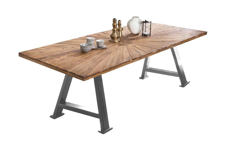 Ruokapöytä Raital 200x100 cm - Kierrätetty tiikki / hopea - Huonekalut - Pöytä & ruokailuryhmä - Ruokapöydät & keittiön pöydät