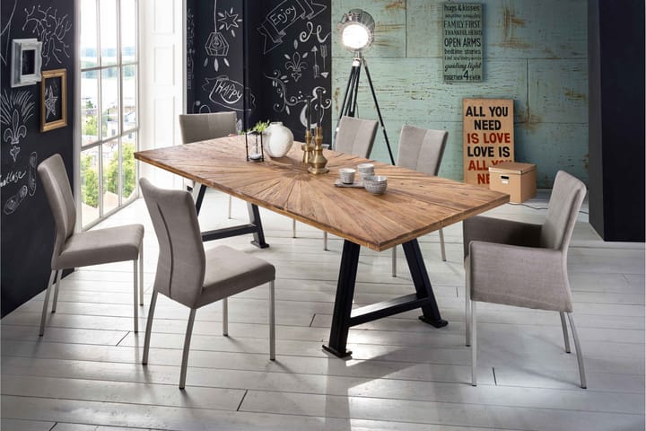 Ruokapöytä Raital 200x100 cm - Kierrätetty tiikki/Musta - Huonekalut - Pöytä & ruokailuryhmä - Ruokapöydät & keittiön pöydät