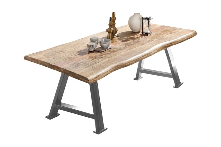 Ruokapöytä Raital 200x100 cm - Mango/Luonnonväri/Hopea - Huonekalut - Pöytä & ruokailuryhmä - Ruokapöydät & keittiön pöydät