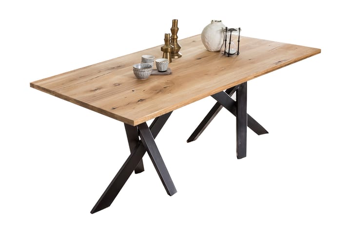 Ruokapöytä Raital 200x100 cm - Tammi / Musta - Huonekalut - Pöytä & ruokailuryhmä - Ruokapöydät & keittiön pöydät