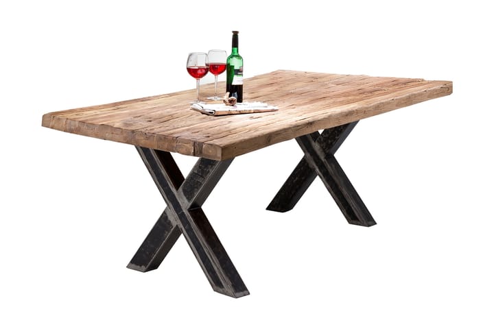 Ruokapöytä Raital 220 cm - Kierrätetty tiikki / hopea - Huonekalut - Pöytä & ruokailuryhmä - Ruokapöydät & keittiön pöydät