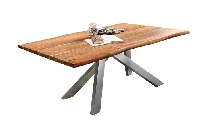 Ruokapöytä Raital 240 cm - Akaasia/Hopea - Huonekalut - Pöydät & ruokailuryhmät - Ruokapöydät & keittiön pöydät