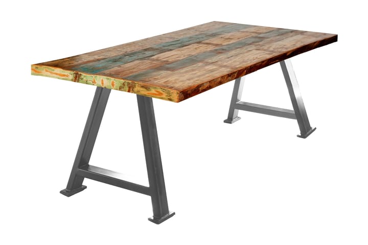 Ruokapöytä Raital 240 cm - Kierrätetty puu/Moniväri/Hopea - Huonekalut - Pöytä & ruokailuryhmä - Ruokapöydät & keittiön pöydät
