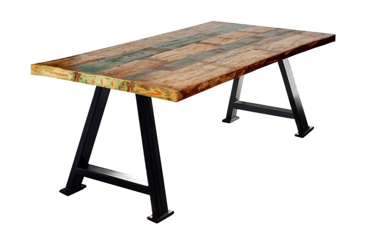 Ruokapöytä Raital 240 cm - Kierrätetty puu/Moniväri/Musta - Huonekalut - Pöytä & ruokailuryhmä - Ruokapöydät & keittiön pöydät
