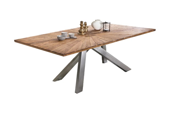 Ruokapöytä Raital 240 cm - Kierrätetty tiikki / hopea - Huonekalut - Pöytä & ruokailuryhmä - Ruokapöydät & keittiön pöydät