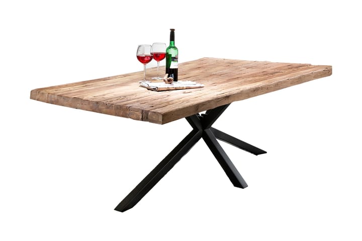Ruokapöytä Raital 240 cm - Kierrätetty tiikki/Musta - Huonekalut - Pöytä & ruokailuryhmä - Ruokapöydät & keittiön pöydät