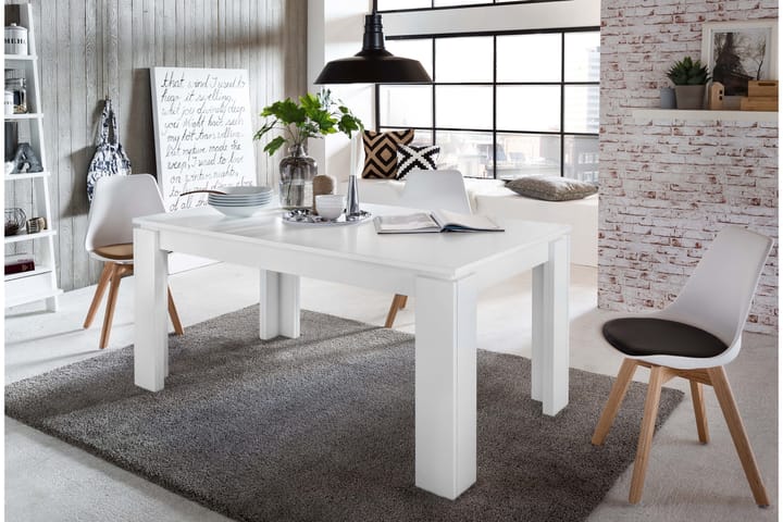 Ruokapöytä Rifallet Jatkettava 160 cm - Valkoinen - Huonekalut - Pöytä & ruokailuryhmä - Ruokapöydät & keittiön pöydät