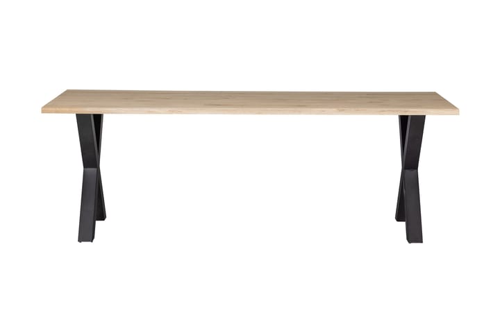 Ruokapöytä Tuor X-jalka 220 cm - Tammi/Musta - Huonekalut - Pöytä & ruokailuryhmä - Ruokapöydät & keittiön pöydät