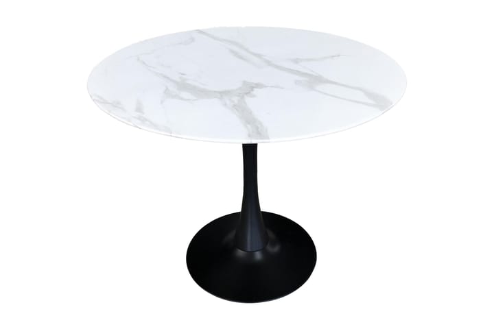 Ruokapöytä Wurzen 100 cm Pyöreä - Lasi/Valkoinen/Musta - Huonekalut - Pöydät - Ruokapöydät & keittiön pöydät