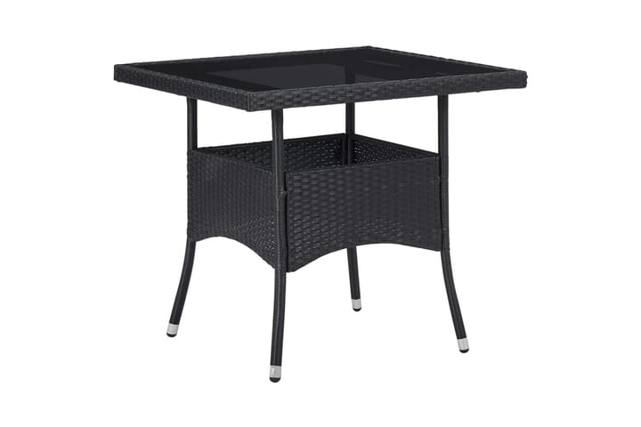 Ulkoruokapöytä musta polyrottinki ja lasi - Musta - Huonekalut - Pöytä & ruokailuryhmä - Ruokapöydät & keittiön pöydät