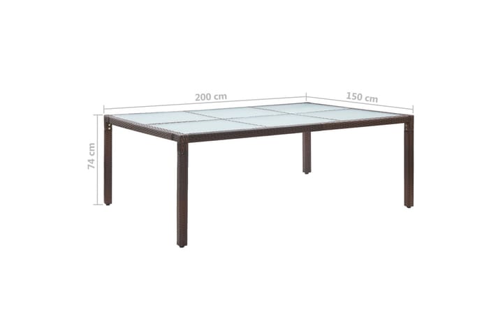Ulkoruokapöytä ruskea 200x150x74 cm polyrottinki - Huonekalut - Pöytä & ruokailuryhmä - Ruokapöydät & keittiön pöydät