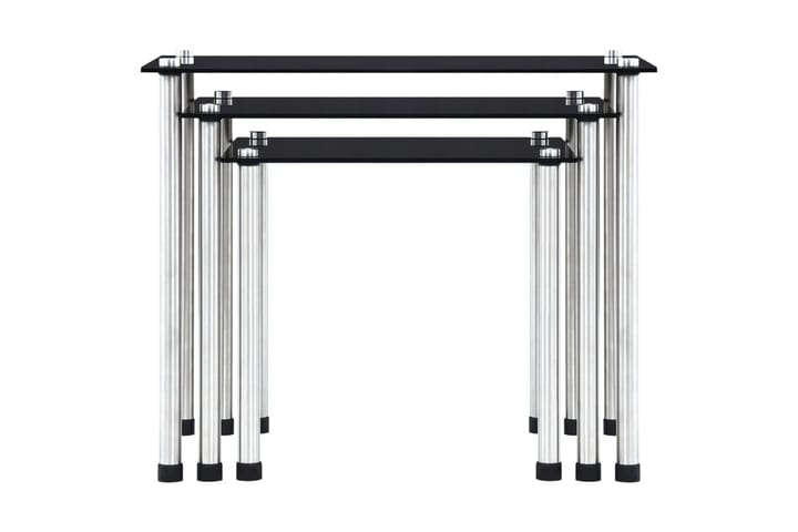 Sarjapöydät 3 kpl musta karkaistu lasi - Musta - Huonekalut - Pöydät - Sohvapöydät