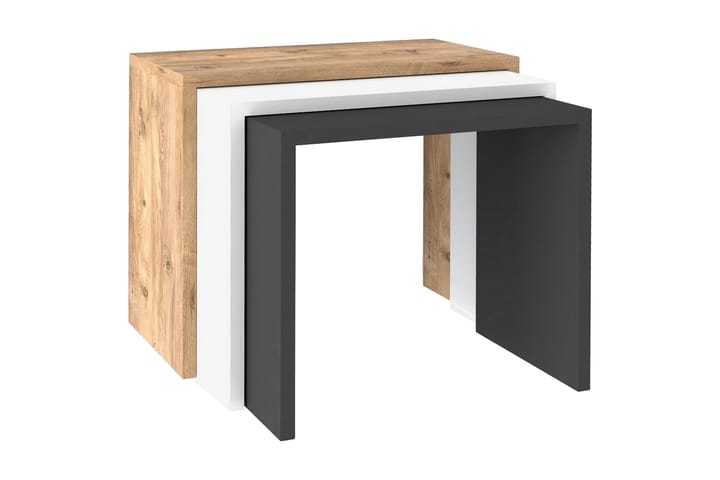 Sarjapöytä Southeast 3-pak 50 cm - Pähkinä/Valkoinen/Harmaa - Huonekalut - Pöydät - Sarjapöydät