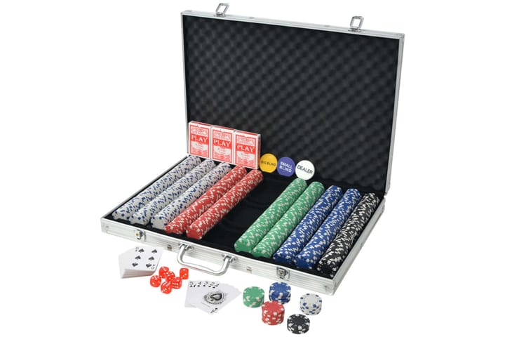 Pokerisarja, jossa 1000 Pelimerkkiä Alumiini - Monivärinen - Huonekalut - Pöydät & ruokailuryhmät - Seurapelipöytä - Pokeripöytä