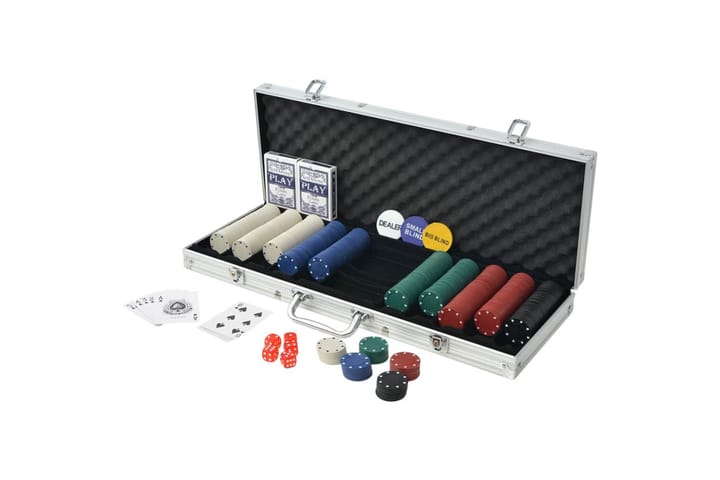 Pokerisarja, jossa 500 Pelimerkkiä Alumiini - Monivärinen - Huonekalut - Pöytä & ruokailuryhmä - Seurapelipöytä - Pokeripöytä