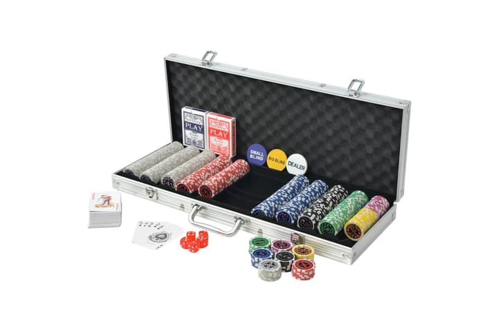 Pokerisetti 500 pelimerkillä Alumiini - Monivärinen - Huonekalut - Pöytä & ruokailuryhmä - Seurapelipöytä - Pokeripöytä