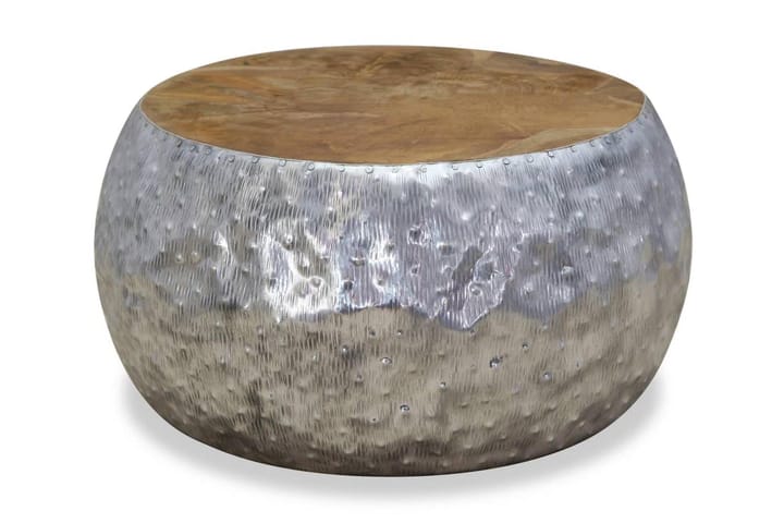 Sohvapöytä Alumiini tiikki 60x60x30 cm - Hopea - Huonekalut - Pöydät - Sohvapöydät